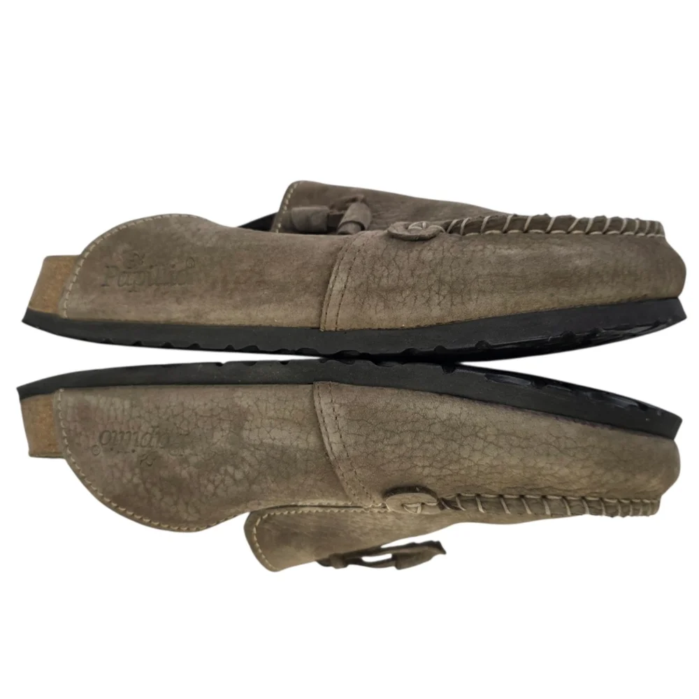 Birkenstock Papillio Leather Tassel Slide Mule Moccasin Shoes Sandal Brown Sz 39 - Picture 7 of 15